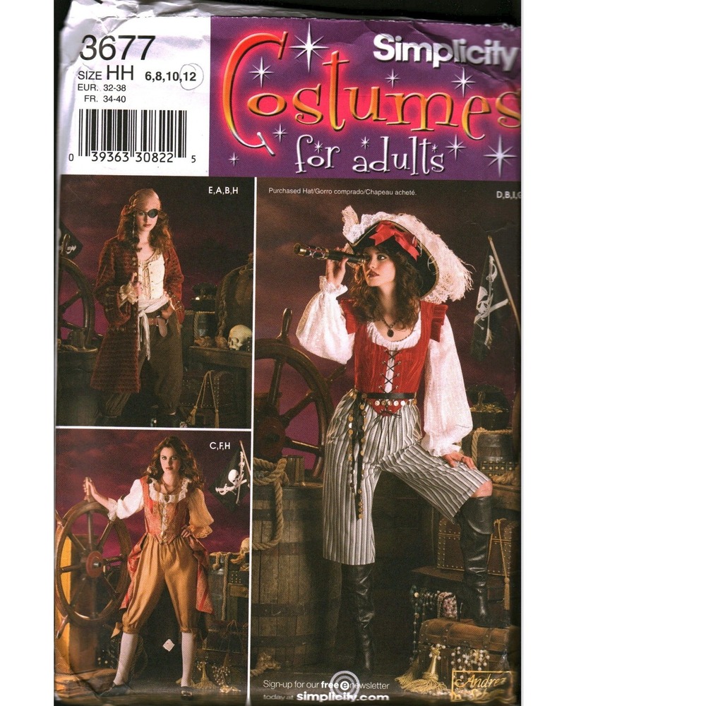 Simplicity 3677 Misses Costume Sewing Pattern Coat Blouse Vest Overdress 6-12